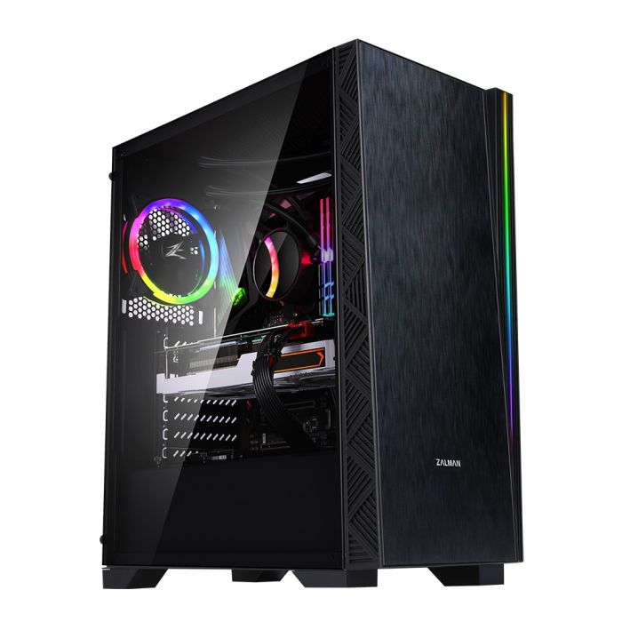 Корпус Zalman Z3 NEO,MidT, E-ATX, 2xUSB2.0, 1xUSB3.0, 1x120мм, 1х120мм ARGB, скло (бічна панель), без БЖ, чорний
