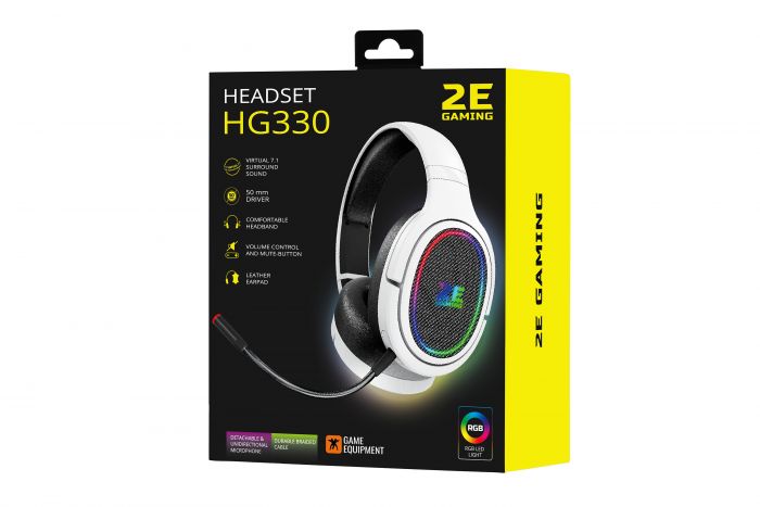 Гарнітура 2E GAMING HG330 RGB USB 7.1 White