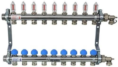 Розподільний колектор Rehau, HKV-D, 8+8, V2A, з ротаметрами, нержавіюча сталь