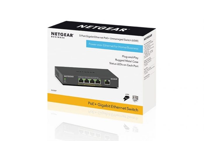 Комутатор NETGEAR GS305Pv2 4xGE PoE+ (63Вт), 1xGE, некерований