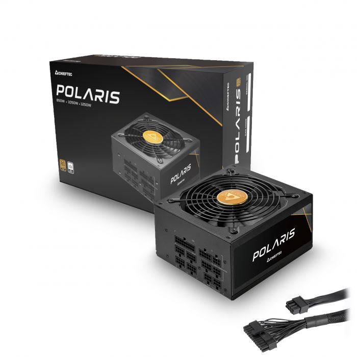 Блок живлення CHIEFTEC Polaris (1250W), ATX v2.53, 100-240V, >90%, 80+ Gold, 140мм, 1xMB 24pin(20+4), 2xCPU 8pin(4+4), 4xMolex, 12xSATA, 6xPCIe 8pin(6+2), CE, CB, TUV, FCC, RoHS, Fully Modular, Retail