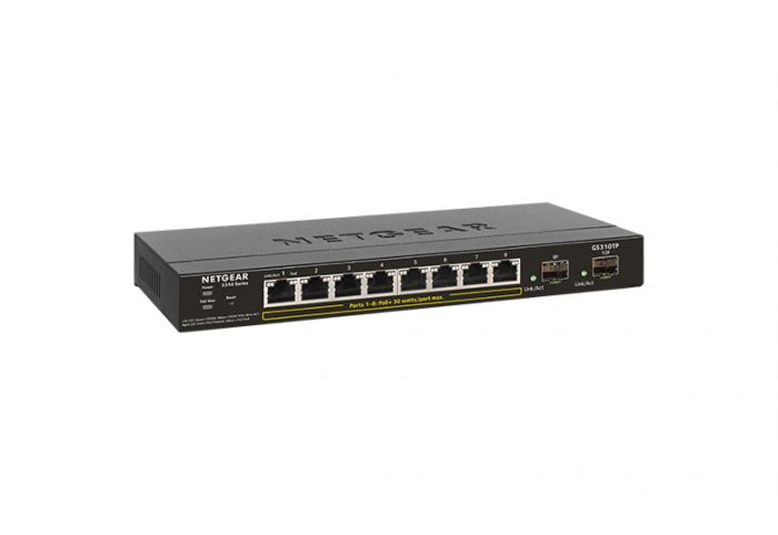 Комутатор NETGEAR GS310TP 8xGE PoE+ (55Вт), 2xGE SFP, керований L2