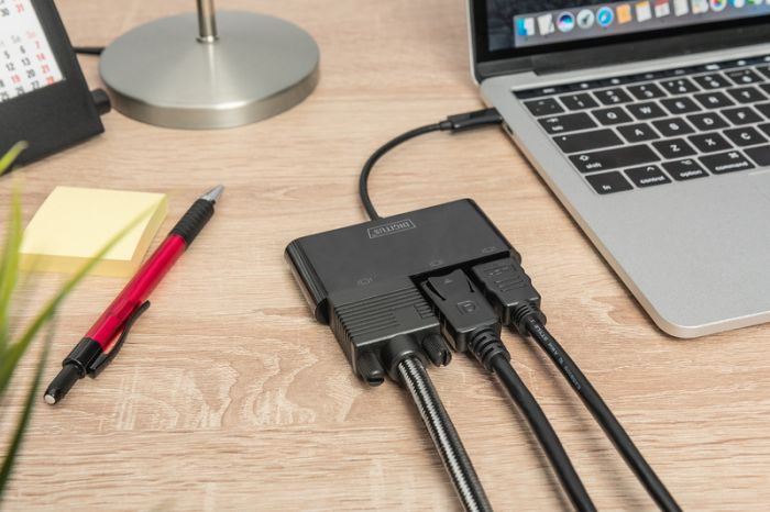 Адаптер DIGITUS USB-C - HDMA+DP+VGA, M/F, 0.11 m