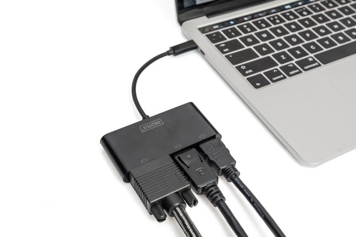 Адаптер DIGITUS USB-C - HDMA+DP+VGA, M/F, 0.11 m
