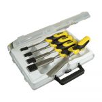 Стамеска Stanley "DynaGrip", набір 5 од., 6-25см, подовжена рукоятка, сталевий ковпачок на задній частині рукоятки, пластиковий кейс