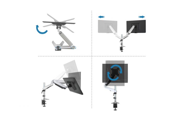 Кріплення DIGITUS Monitor Clamp gas spring, 15-27", з нахилом, поворотом