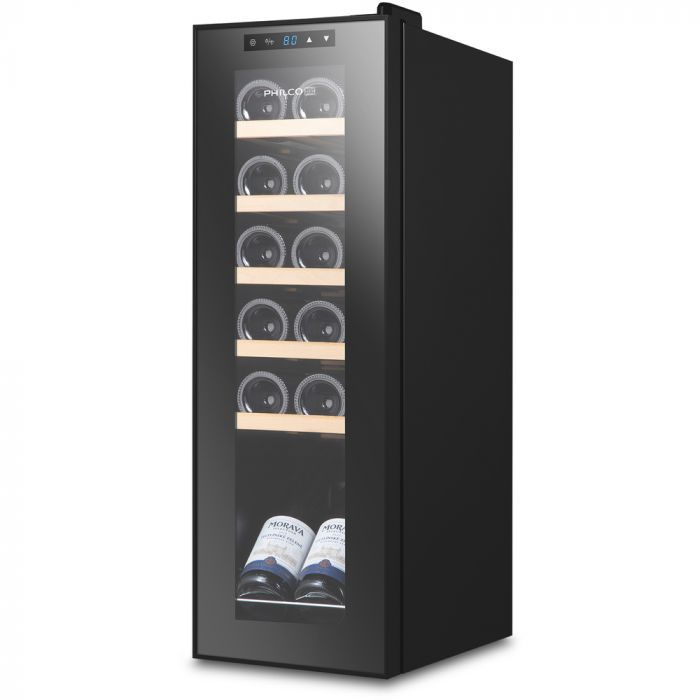 Винна шафа Philco PW12KF 32 л./12 бут./температур 5-18 С/Led-підсвітка/сенсор/дисплей/черний
