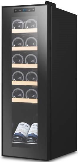 Винна шафа Philco PW12KF 32 л./12 бут./температур 5-18 С/Led-підсвітка/сенсор/дисплей/черний