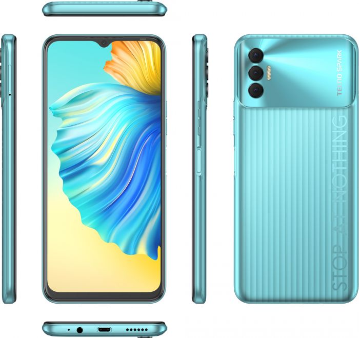 Смартфон TECNO Spark 8p (KG7n) 4/64Gb NFC 2SIM Turquoise Cyan