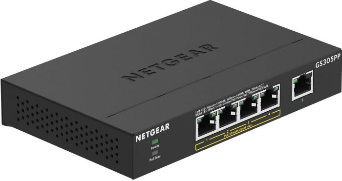 Комутатор NETGEAR GS305PP 4xGE PoE+ (83Вт), 1x GE, некерований