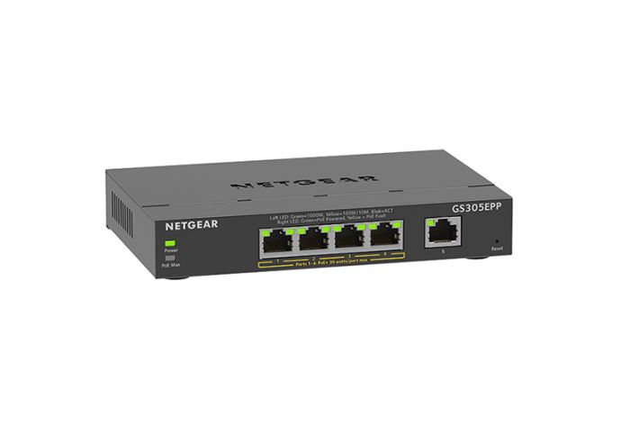 Комутатор NETGEAR GS305EPP 4xGE PoE+ (120Вт), 1xGE, керований