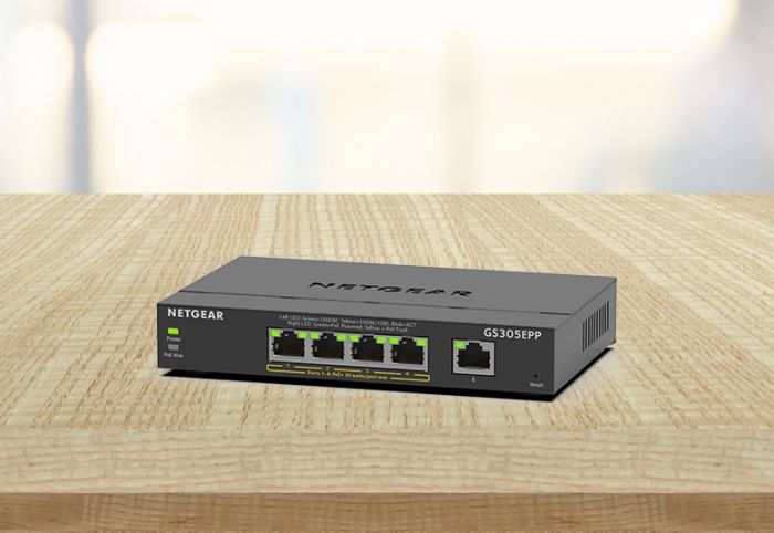 Комутатор NETGEAR GS305EPP 4xGE PoE+ (120Вт), 1xGE, керований