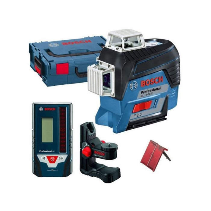 Нівелір лазерний GLL 3-80 C +LR7 +BM1, 12В, L-Boxx, 24м/120м, ± 0,2 мм/м, IP 54