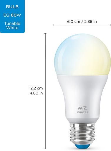 Лампа розумна WiZ, E27, 8W, 60W, 806Lm, A60, 2700-6500K, Wi-Fi