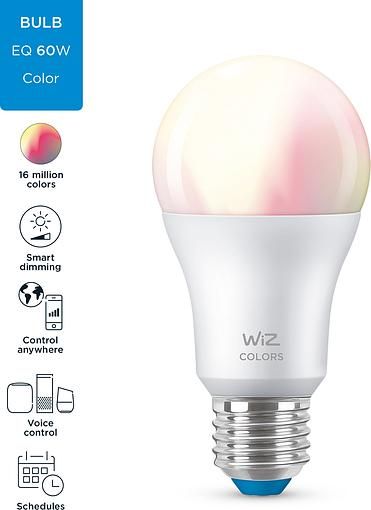 Лампа розумна WiZ, E27, 8W, 60W, 806Lm, A60, 2200-6500K, RGB, Wi-Fi
