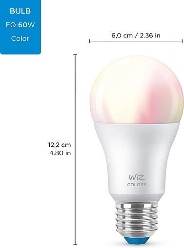 Лампа розумна WiZ, E27, 8W, 60W, 806Lm, A60, 2200-6500K, RGB, Wi-Fi