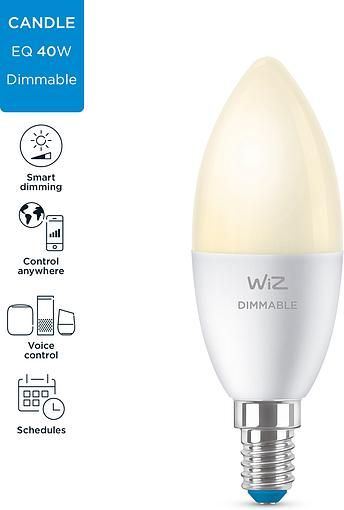 Лампа розумна WiZ, E14, 4.9W, 40W 470Lm, C37, 2700K, Wi-Fi