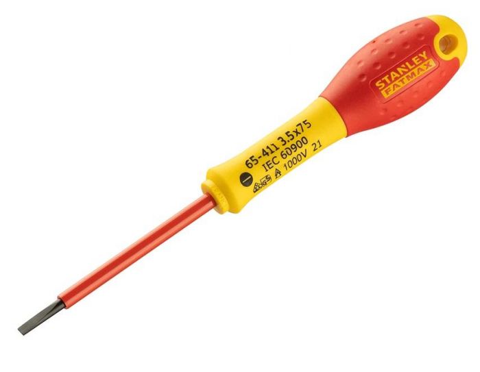 Викрутка Stanley "FatMax VDE", плоска, для робіт під напругою 1000 В, SL3.5х75мм