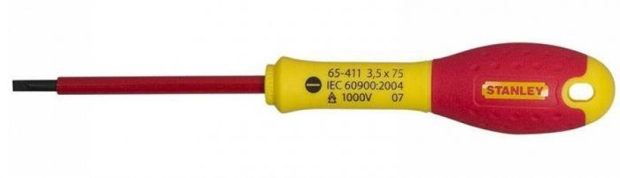 Викрутка Stanley "FatMax VDE", плоска, для робіт під напругою 1000 В, SL3.5х75мм