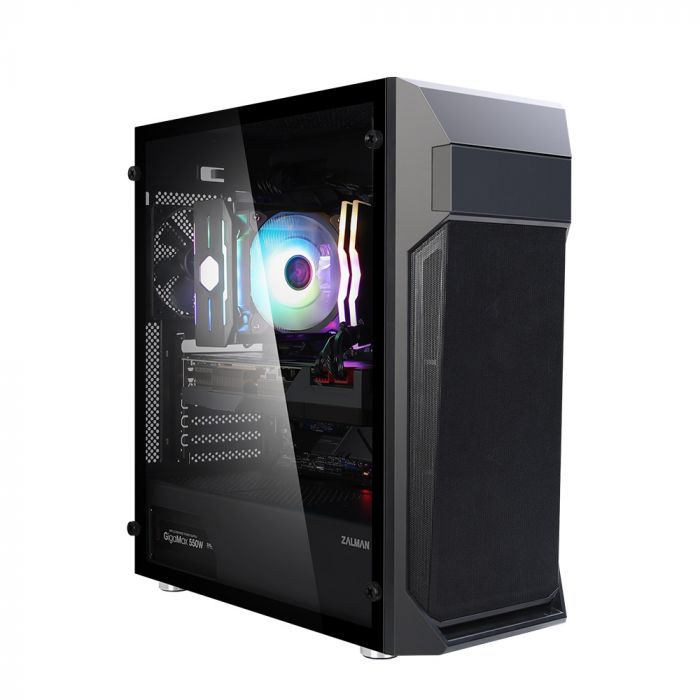 Корпус Zalman Z1 PLUS, MidT, 1xUSB2.0, 2xUSB3.0, 3x120 мм, загартоване скло (бічна панель), без БЖ,чорний
