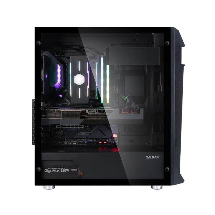 Корпус Zalman Z1 PLUS, MidT, 1xUSB2.0, 2xUSB3.0, 3x120 мм, загартоване скло (бічна панель), без БЖ,чорний