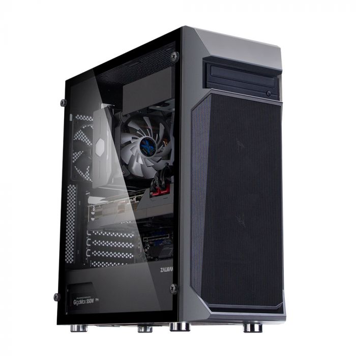Корпус Zalman Z1 PLUS, MidT, 1xUSB2.0, 2xUSB3.0, 3x120 мм, загартоване скло (бічна панель), без БЖ,чорний