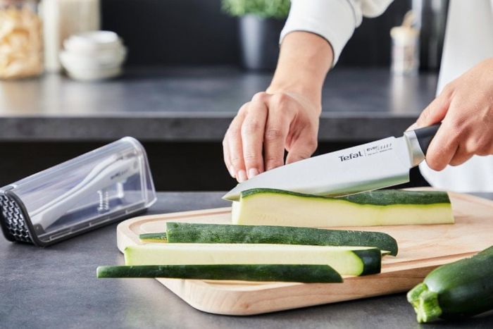 Кухонний ніж кухарський Tefal Eversharp, довжина леза 16,5 см, нерж.сталь, чохол-точилка