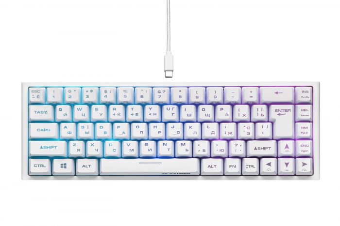 Клавіатура 2E GAMING KG360 RGB 68key WL White UKR