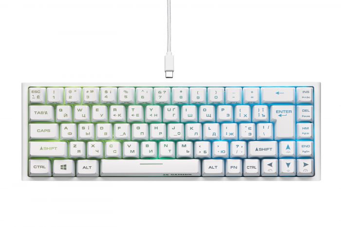 Клавіатура 2E GAMING KG350 RGB 68key USB White UKR
