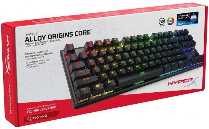 Клавіатура HyperX Alloy Origins Core Blue USB RGB RU Black