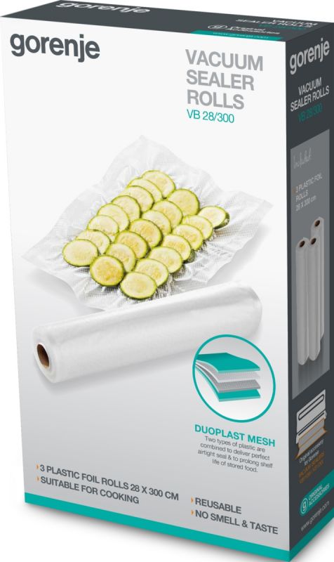 Пакети для вакуумування VB28/300 /347064/підходять для Gorenje HVS16WS и VS120E/ шхд: 28 ? 30 см/3 рулона