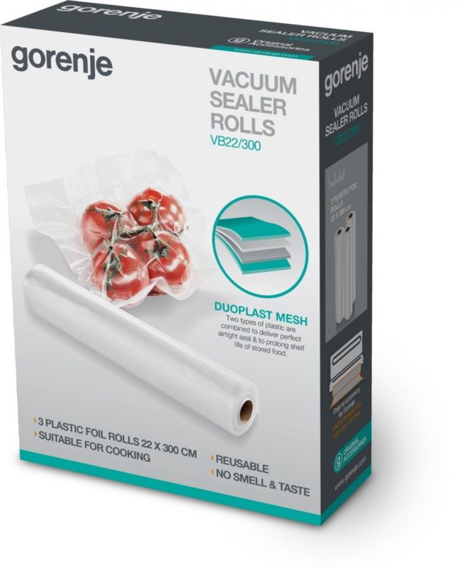 Пакети для вакуумування VB22/300 /569087/підходять для Gorenje HVS16WS та VS120E/ шхд: 22 х 30 см/3 рулона