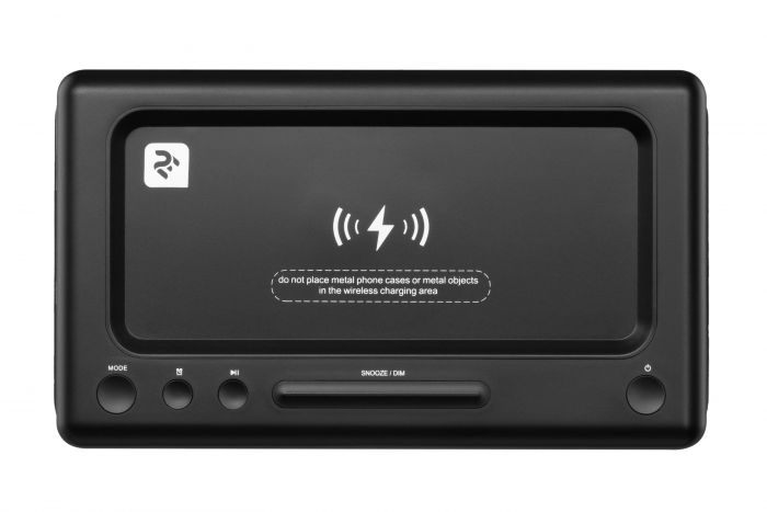 Акустична док-станція 2E SmartClock Wireless Charging, Alarm Clock, Bluetooth, FM, USB, AUX Black