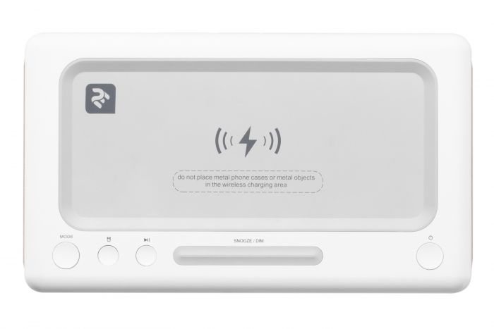 Акустична док-станція 2E SmartClock Wireless Charging, Alarm Clock, Bluetooth, FM, USB, AUX White
