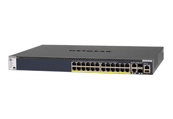 Комутатор NETGEAR M4300-28G-POE+ (GSM4328PA) 24x1GE PoE+, 2x10GE, 2xSFP+, керований L3 з можливістю стекування