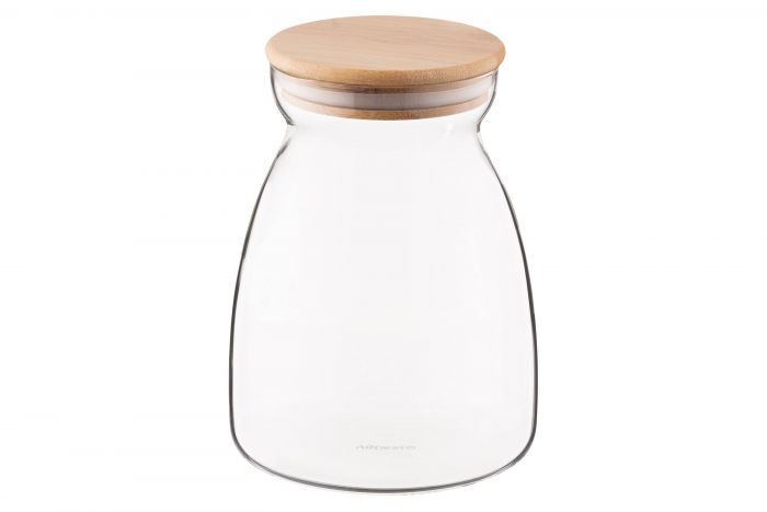 Банка для зберігання Ardesto Fresh Hourglass 1100 мл, скло, бамбук