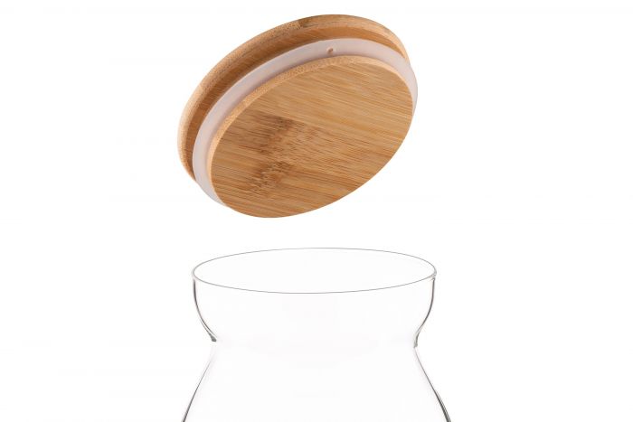 Банка для зберігання Ardesto Fresh Hourglass 1100 мл, скло, бамбук