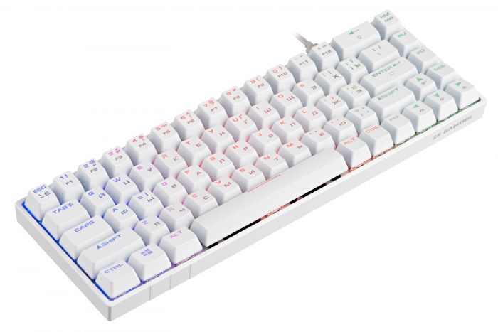 Клавіатура 2E GAMING KG370 RGB 68key Gateron Blue Switch USB White UKR