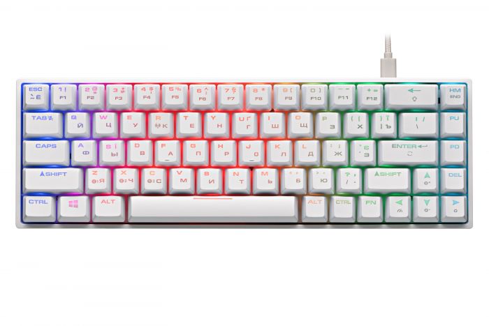Клавіатура 2E GAMING KG380 RGB 68key Gateron Blue Switch BT/USB White UKR