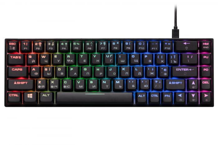 Клавіатура 2E GAMING KG380 RGB 68key Gateron Red Switch BT/USB Black UKR