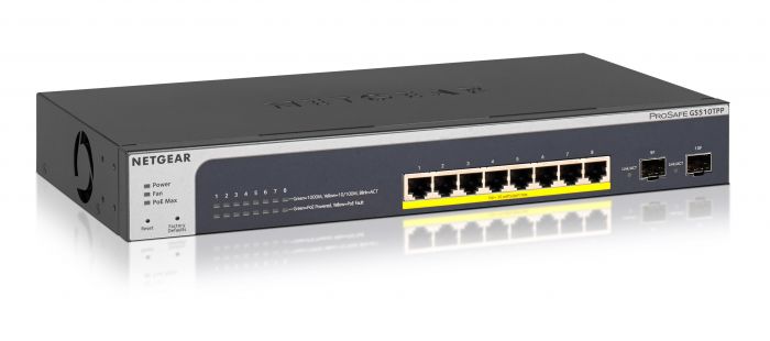 Комутатор NETGEAR GS510TPP 8x1GE PoE+(190Вт), 2xSFP, керований