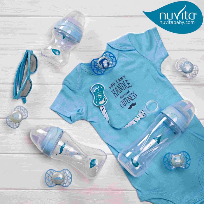Дитяча Антиколікова пляшечка Nuvita NV6051 Mimic Collection 330мл синя