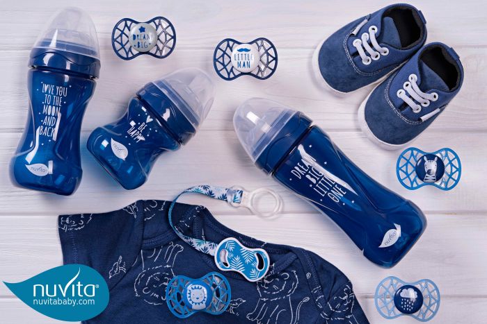 Дитяча Антиколікова пляшечка Nuvita NV6052 Mimic Cool 330мл темно-синя