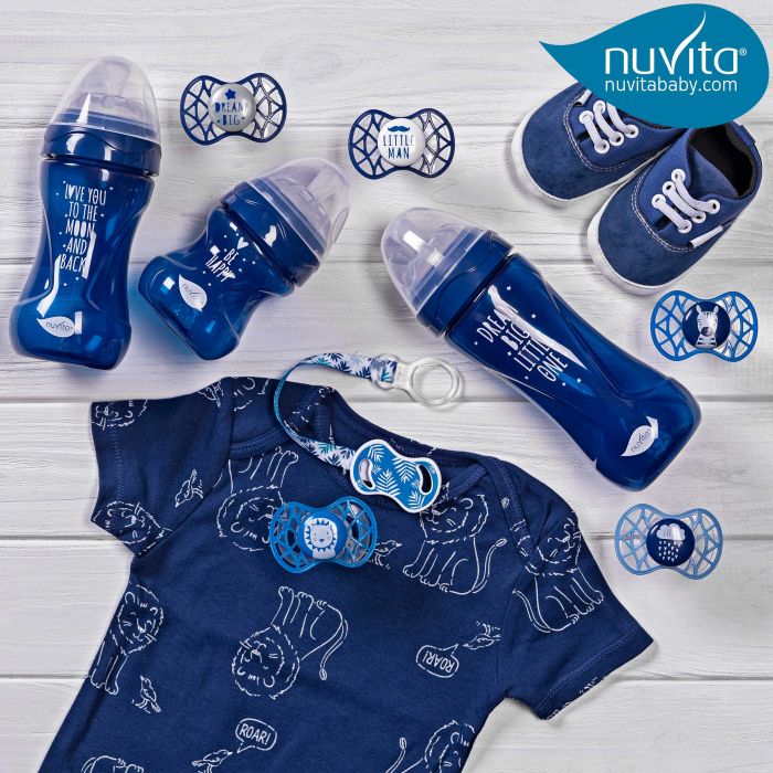 Пустушка ортодонтична Nuvita NV7084 Air55 Cool 6m+ "LOVE" блакитно-синя