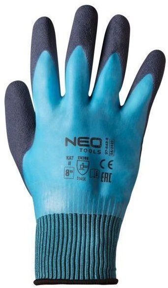 Рукавички робітники NEO, поліестер з латексним покриттям (2 шари), р. 9