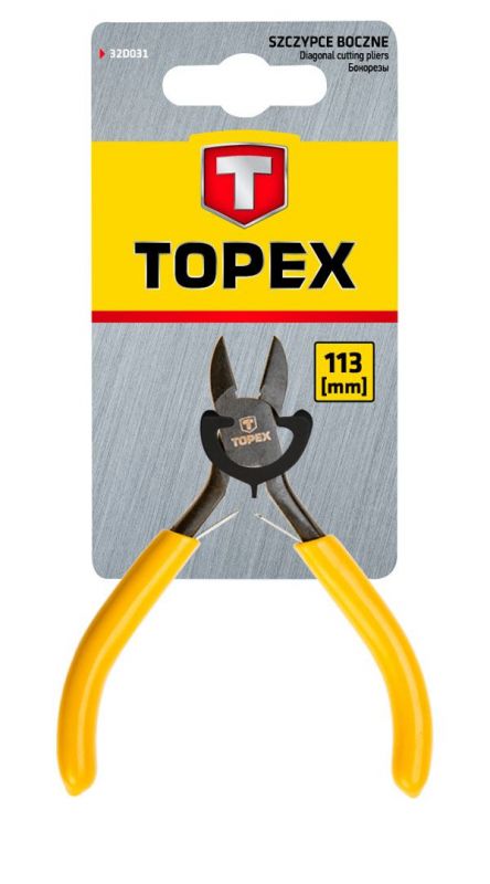 Кусачки-бокорізи TOPEX, прецизійні, розтискаюча пружина, тримач прогумований, антиковзкий, 113 мм