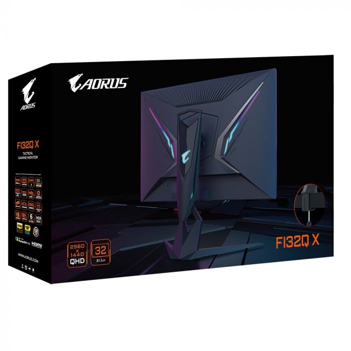 Монітор LCD AORUS 31.5" FI32Q-X, 2xHDMI, DP, 2xUSB, USB-C, Audio, IPS-QD, 2560x1440, 270Hz, 1mc, 95%DCI-P3, FreeSync, HDR600