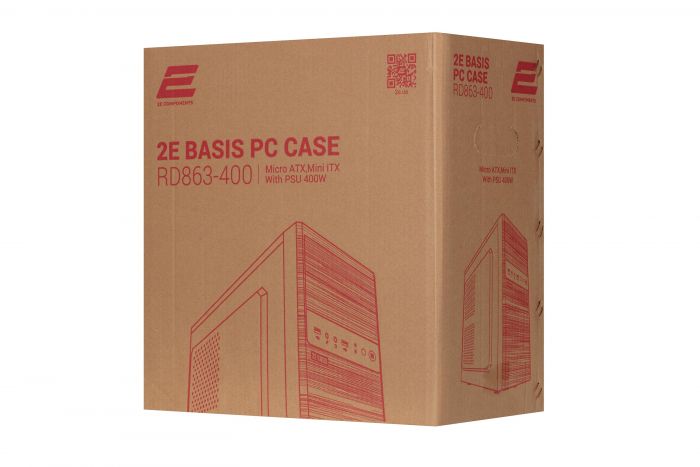 Корпус 2E BASIS (RD863-400) з БЖ 2EATX400, MiniT, Micro ATX,Mini ITX,2xUSB2.0,сталь з перфорацією(бічна панель),чорний