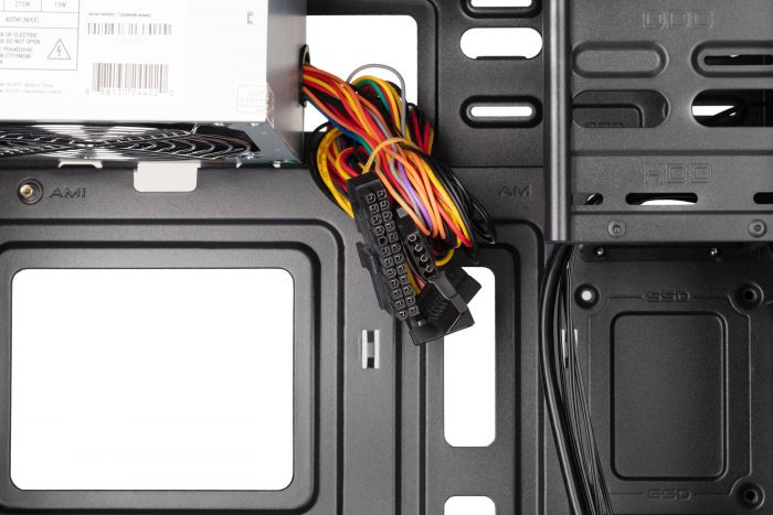Корпус 2E BASIS (RD8603U-400) з БЖ 2EATX400,MiniT, Micro ATX,Mini ITX,2xUSB2.0,USB3.0,сталь з перфорацією(бічна панель),чорний