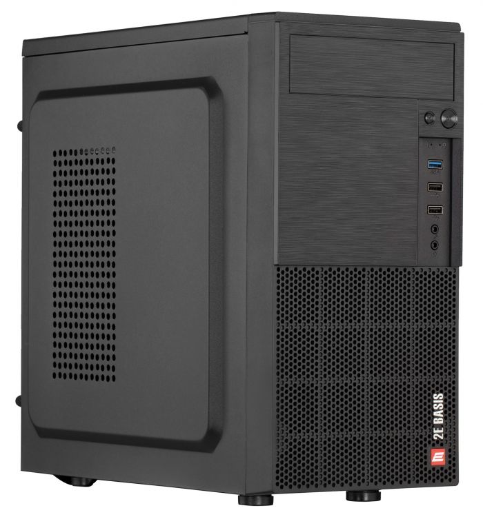 Корпус 2E BASIS (RD8603U-400) з БЖ 2EATX400,MiniT, Micro ATX,Mini ITX,2xUSB2.0,USB3.0,сталь з перфорацією(бічна панель),чорний